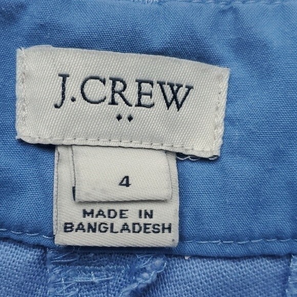 J. CREW SCALLOP HEM LINEN COTTON SHORT SHORTS BLUE SZ 4, 3.75" INSEAM - Picture 3 of 5